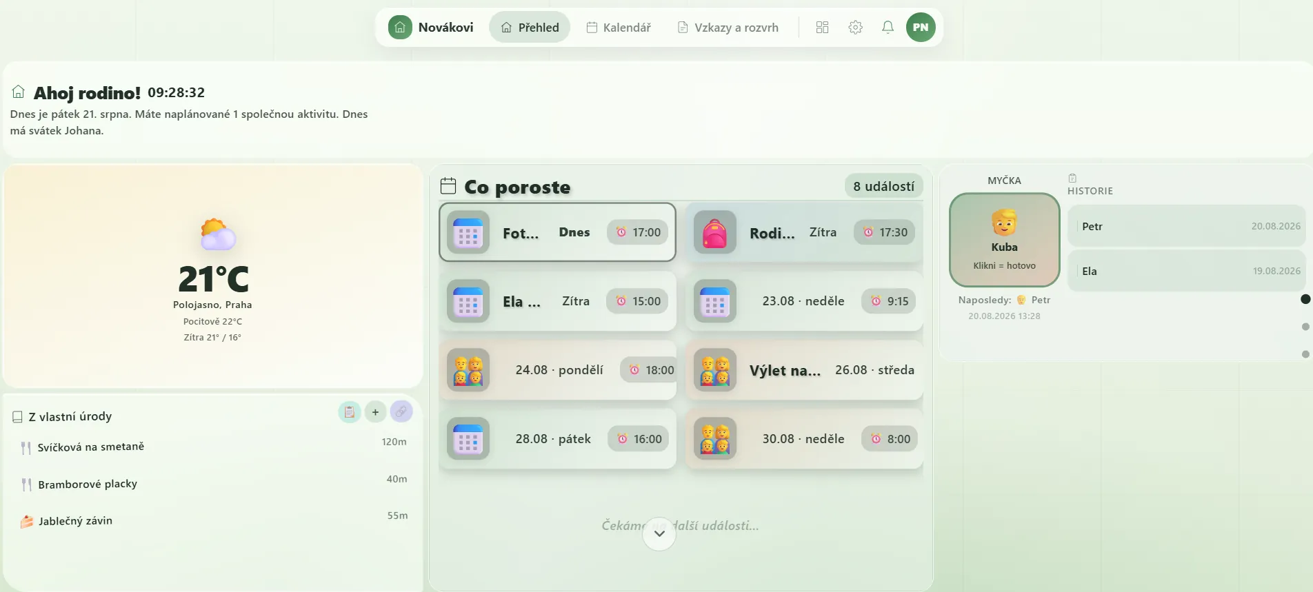 Vzhled „Skleník" — prosluněné sklo a zeleň, listuje se svisle
